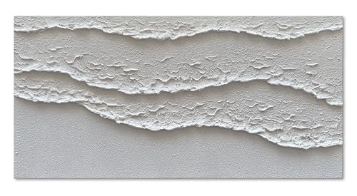 NANKAI Art White Waves Abstract Oil on Canvas Home Wall Deco Art 24x48 inch Minimalist Art Oil Painting - color: Nkhb135
