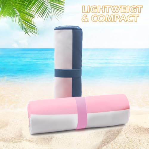 Eunzel 2 Pack Microfiber Beach Towel, Quick Dry Travel Towel Large Sand Free Towel for Beach, Camping, Swim Pool, Gym, Sports& Yoga 71"x32", Stripe Navy & Pink - color: Stripe Navy & Pink