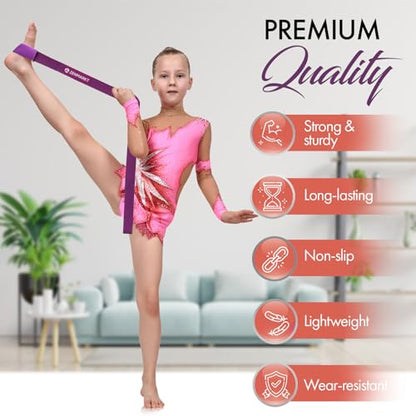 Cheer Stretching Strap for Flexibility Training and Stunt Practice | Durable Stretch Band to Improve Flexibility and Range of Motion, Essential Accessory for Cheerleaders - color: Purple