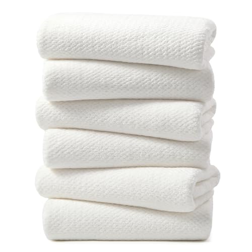 REDKISS Microfiber Hand Towels Set of 6, 16 by 28 inches, Ultra Soft and Highly Absorbent Hand Towels for Bathroom, Gym, Shower, Hotel, and Spa, White - color: White 06, size: 16'' x 28''