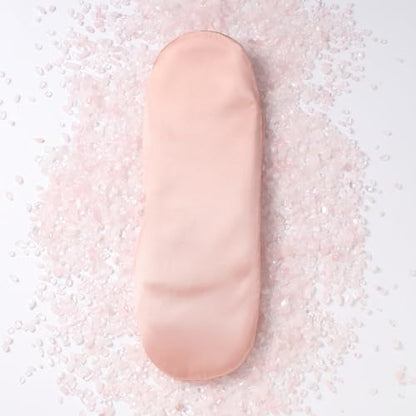 Weighted Eye Pillow with Rose Quartz Fill, Silk Satin Sleep Mask, Meditation & Yoga Eye Cover, Light-Blocking Eye Mask for Rest, Relaxation & Mindful Use - color: Pink