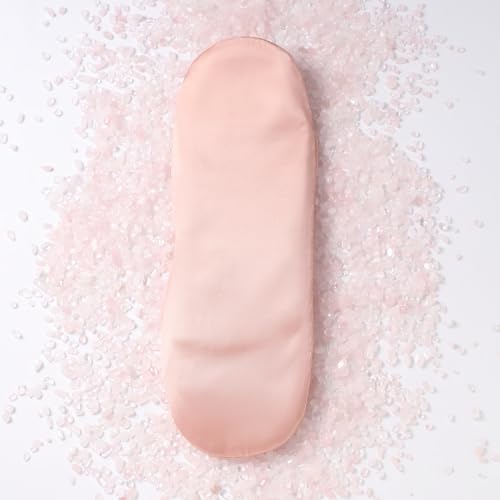 Weighted Eye Pillow with Rose Quartz Fill, Silk Satin Sleep Mask, Meditation & Yoga Eye Cover, Light-Blocking Eye Mask for Rest, Relaxation & Mindful Use - color: Pink