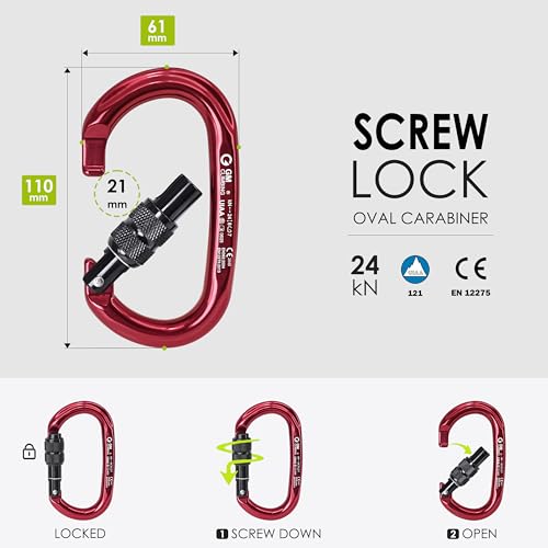 GM CLIMBING 16mm Nylon Daisy Chain Sling 22kN 120cm / 48in CE UIAA Certified for Leading Aid Climb Ascender Rigging Hammock Suspension - color: Kit | Orange Sling, Screw Lock