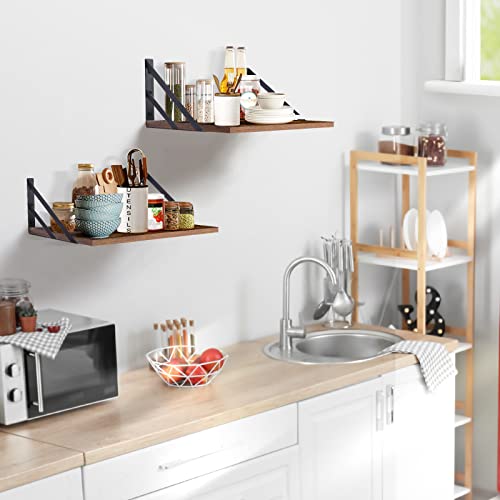 Tectocker-DOU 2 Pc Deep Floating Wall Shelves, Heavy Duty, 16x12, Brown - color: Brown, size: 16W×12D