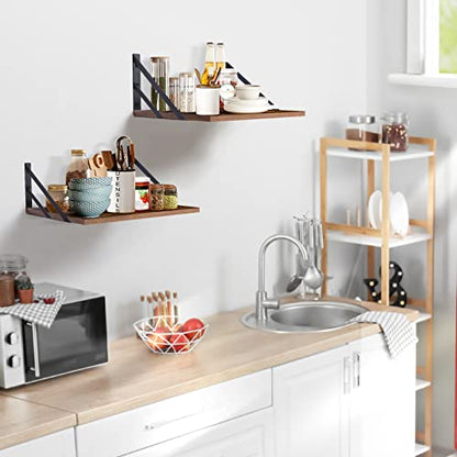 Tectocker-DOU 2 Pc Deep Floating Wall Shelves, Heavy Duty, 16x12, Brown - color: Brown, size: 16W×12D