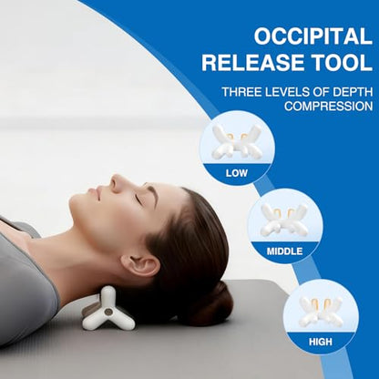 Occipital Release Tool, Release Tool for Neck for Headache Relief, Deep Nerve Release Tool with Acupressure Design Targeting Hard-to-Reach Muscles, Gift for Women & Men - color: White