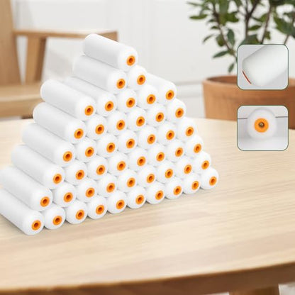VOOMEY Mini Paint Roller Covers, 4 Inch High Density Foam Roller, 48 Pack | Small Paint Roller, Fits All Flat Surfaces, Including Walls, Cabinets, Furniture, Doors, Tables & DIY Painting Projects - style: 4 inch 48 pack