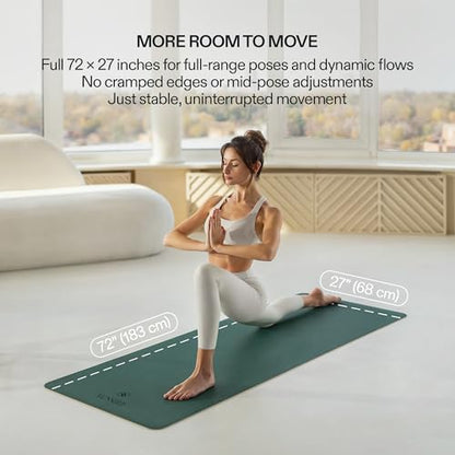 Premium Yoga Mat – Sweat-Activated Non-Slip PU Grip I Natural Rubber Base I 4mm for Yoga, Pilates & Workouts - color: Dark Green