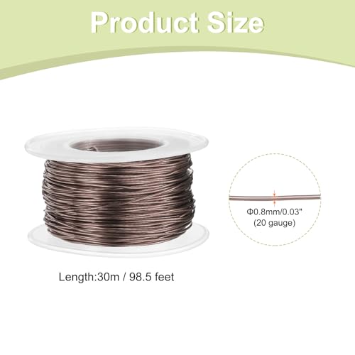 HARFINGTON 20 Gauge Aluminum Craft Wire 0.8mm 98.5ft Flexible Bendable Anodized Metal Jewelry Sculpting Wire for Jewelry Making Modelling Craft DIY, Brown - color: Brown, size: 30M x 0.8mm