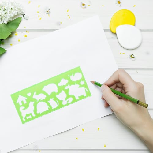 Template for Drawing,4 Pack Clear Ruler Animal-Shaped Stencils Drafting Tools Set Stencil Maker Rulers,Rulers for Kids,Measuring Templates Rulers for Office,School,Drawing