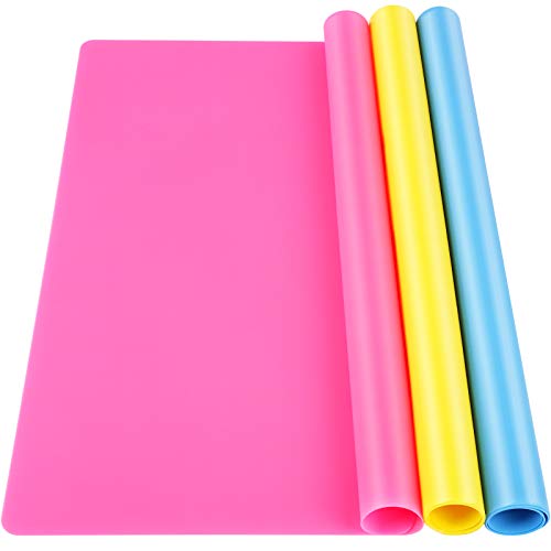 LEOBRO Silicone Mat, 3 PCS Silicone Mats for Crafts, Resin Molds, Play Dough Mat, Placemat, Clay Mats, for Epoxy Resin, Crafts, Yellow & Hot Pink & Blue, 15.7”x 11.7 - color: Yellow & Hot Pink & Blue, size: 15.7" x 11.7"