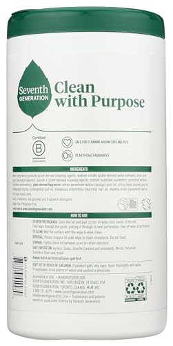 Seventh Generation Multi-Surface Cleaning Wipes, Lemon Zest Scent, Cuts Grease & Grime, 70 Wipes - size: 70 Count (Pack of 1)
