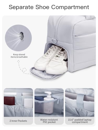Gitus Travel Duffle Bag for Women Puffer Weekender Bags Carry on Gym Bag - color: Lightgrey