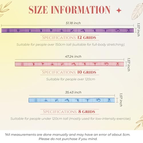 3 Pcs 8/10/12 Loops Yoga Stretch Straps Elastic Yoga Stretching Strap Multi Loop Stretch Bands for Exercise Therapy, Pilates, Dance, Gymnastics
