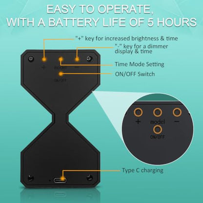 Digital Hourglass Visual Timer,LED Focus Timers | Gravity Flip Countdown Timer 1–30 Min, USB-C Rechargeable, LED Focus Timers, Silent Desk Timer for Kids - color: Black and Yellow