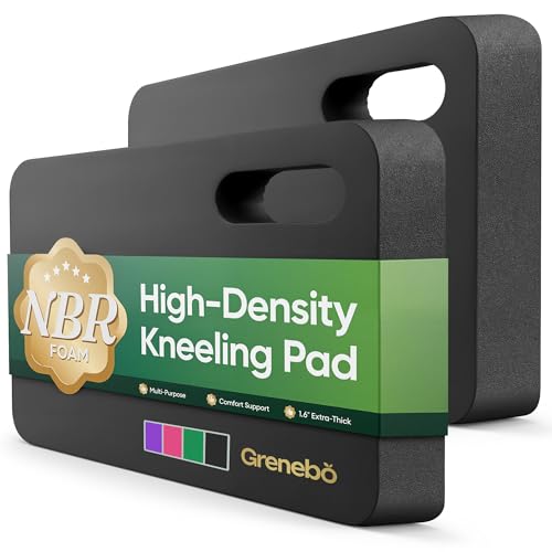 Grenebo 2-Pack Kneeling Pads, Extra Thick NBR, 17.3 x 11 x 1.6 in, Black - color: Black