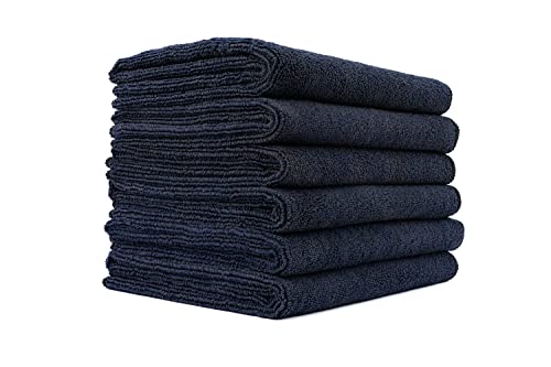 The Rag Company 극세사 스파 및 요가 타월 - 체육관, 스파, 운동, 호텔 및 리조트 사용을 위한 부드럽고 흡수력이 좋은 타월 - 빠른 건조 - 40.6 x 68.6cm(16 x 27인치), 미드나이트, 6팩 - color: 미드나잇