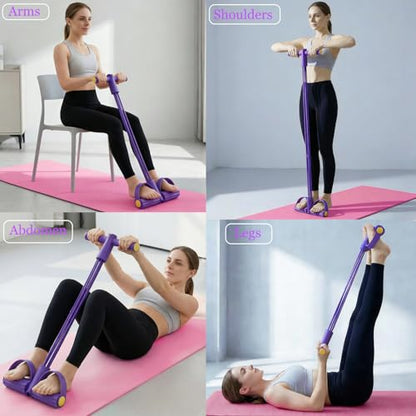 Pedal Resistance Bands with Handles for Home Work Out - color: Purple