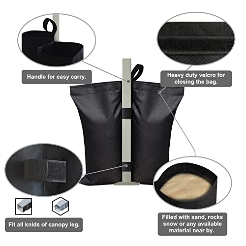 Eurmax USA 130LBS 4-Pack Universal Canopy Weights,Reinforced Double Pockets, Secure Wind Protection,Easy Wrap-Around Installation Heavy Duty Sandbags (Without Sand),Fits All Instant Shelter Legs,Black - color: Black, style: Twin Cylinder Sand