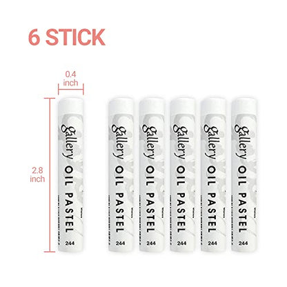 HA SHI Artists' Oil Pastels, White, 6 Sticks, Creamy & Blendable | Layer over darker shades to lift tones, add catchlights and soft mist effects, or fill light areas on toned or black paper. - color: Oil Pastels White-6sticks