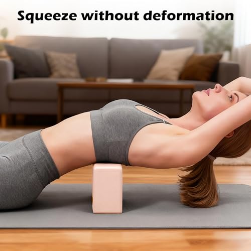 Leikefitness Yoga Blocks 2 Pack,Lightweight-High Density Eva Foam Soft Non-Slip for Yoga, Pilates, Meditation 9"×6"×3" - color: Pink