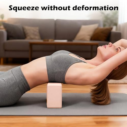 Leikefitness Yoga Blocks 2 Pack,Lightweight-High Density Eva Foam Soft Non-Slip for Yoga, Pilates, Meditation 9"×6"×3" - color: Pink