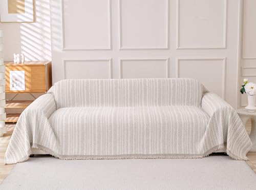 Erke Loveseat Cover Sheet Blanket, Machine Washable Non Slip Chenille Cushion Slipcover for Pets, 2-Seater Love seat Sofa Bed Chair Slip Covers Furniture Decor Protector - color: Beige Coffee, size: 71" x 102"