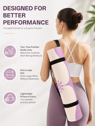 EaseUp Yoga Mat 73"x28"x0.4",10mm thick,Non Slip for Workout, Pilates - color: Purple