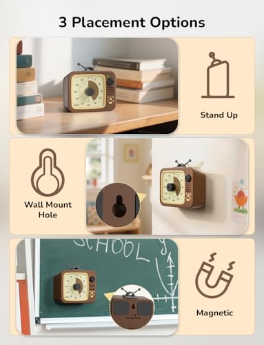 LIORQUE Visual Timer for Kids with Pause, 60 Minute Countdown Timer, Brown - color: Coffee Brown