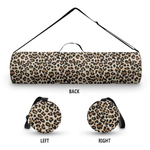 Yoga Mat Bag for Women & Men Full-Zip Yoga Mat Carrier Bag for Class Workout Park with Adjustable Strap - color: Leopard Print