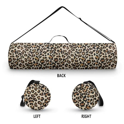 Yoga Mat Bag for Women & Men Full-Zip Yoga Mat Carrier Bag for Class Workout Park with Adjustable Strap - color: Leopard Print