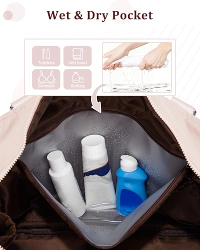 Gym Bag for Women,Travel Duffle Bag for Travel with Wet Pocket Weekender Overnight Carry On Tote Bag Luggage Bag with Trolley Sleeve Personal Item Travel Bag Hospital Diaper Bag Pink - color: M2-Pink
