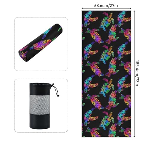Yoga Mat Towel Colorful Sea Turtles, 73" x 27" - color: Colorful Sea Turtles