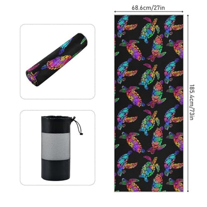 Yoga Mat Towel Colorful Sea Turtles, 73" x 27" - color: Colorful Sea Turtles