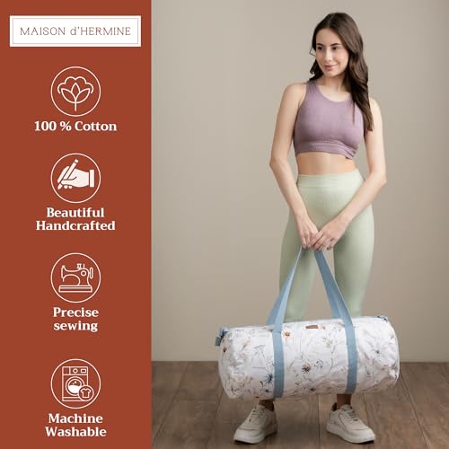 Maison d' Hermine Yoga Mat Duffle Bag Gym Tote Yoga Mat Carry Bag | Cylindrical bag for Woman Men Gifts Adjustable shoulder straps with Drawstring Water Bottle Pocket and zipper pocket - color: Ice Florals, style: Yoga Mat Gym Bag