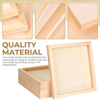 FSWCCK 5 Pack 10 x 10 inch Wood Panel Boards, Unfinished Wood Canvas Panels for Crafts, Painting Canvas, DIY Art Projects, Pouring, Arts Use with Oils, Acrylics - size: 10"X 10" 5 Pack