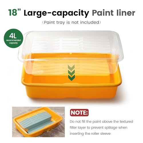 VOOMEY 18 Inch Paint Tray Liners, 12PCS Disposable Roller Tray Inserts | Disposable Liners Fit 18" Paint Trays for Easy Cleanup, Quick Color Changes and Efficient Painting Projects - size: 18 Inch Paint Tray Liners (12pcs)