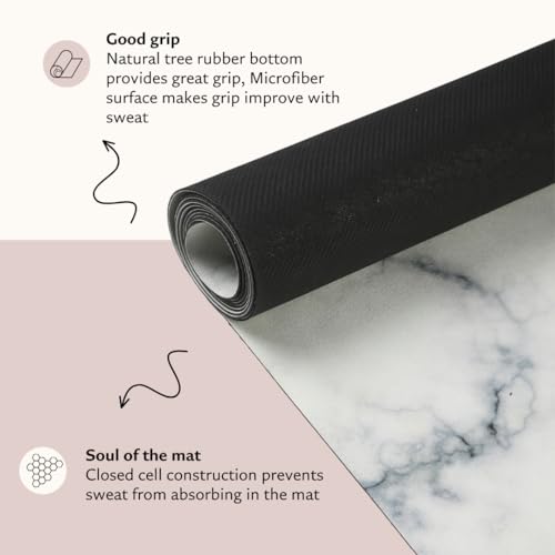 Shakti Warrior Suede Yoga Mat, Non Slip, 72 x 24 Inch, 3mm Thick - color: Marble