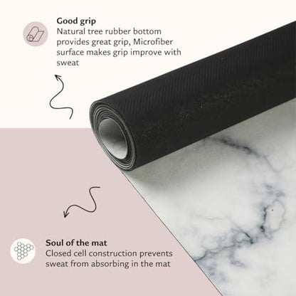 Shakti Warrior Suede Yoga Mat, Non Slip, 72 x 24 Inch, 3mm Thick - color: Marble