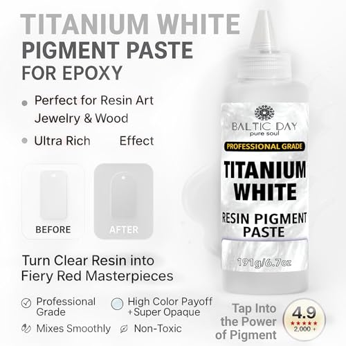 BALTIC DAY Titanium White Epoxy Resin Pigment Paste, Extra Large 191g (6.7oz) – Opaque Resin Colorant, Highly Concentrated Epoxy Dye, Mica Powder Alternative for Resin Art, Ocean Waves, Jewelry, Tumblers & Crafts - color: Titanium White