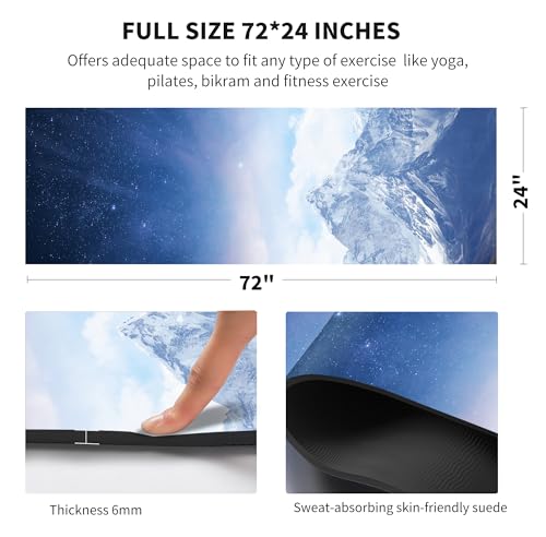 nuveti Yoga Mat Print Extra Thick TPE Non Slip Fitness Exercise Mat with Carrying Bag,72"x24" Extra Thick 6MM Exercise & Workout Mat for Yoga, Pilates Fitness and Floor Exercises - color: CengLuanDieZhang
