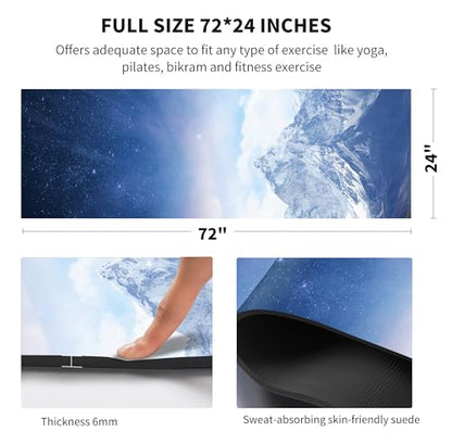 nuveti Yoga Mat Print Extra Thick TPE Non Slip Fitness Exercise Mat with Carrying Bag,72"x24" Extra Thick 6MM Exercise & Workout Mat for Yoga, Pilates Fitness and Floor Exercises - color: CengLuanDieZhang
