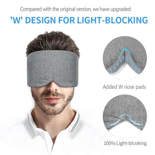 FRESHME Deluxe Cotton Sleep Mask Gift Set - 100% Blackout Large Comfortable Blindfold Adjustable Eye Mask Pillow in Gift Box for Men Women Side Sleeper Travel Meditation Airplane - color: B-upgraded Nose Pad & Gift Box
