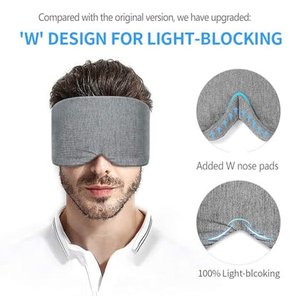 FRESHME Deluxe Cotton Sleep Mask Gift Set - 100% Blackout Large Comfortable Blindfold Adjustable Eye Mask Pillow in Gift Box for Men Women Side Sleeper Travel Meditation Airplane - color: B-upgraded Nose Pad & Gift Box
