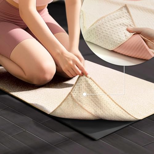 Hot Yoga Mat Towel, Non-Slip Microfiber 24x72in - color: Beige, size: 24 inch X 72 inch