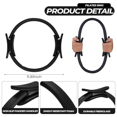 Seenelling 18 Pcs Pilates Ring and Ball Bulk Home Pilate Kit - color: Black
