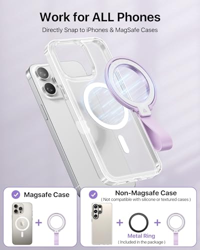 andobil [2026 Unrivaled Stability] Magnetic Phone Grip Holder for MagSafe | Stronger 2-Sided Magnetic Phone Ring Kickstand w/ Silicone Loop MagSafe Accessories for iPhone 17 Pro Max Air 16/15/14/13/12 - color: Purple