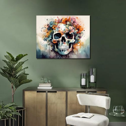 TUMOVO Skull with Floral Paint by Numbers Kit for Adults - color: Skull