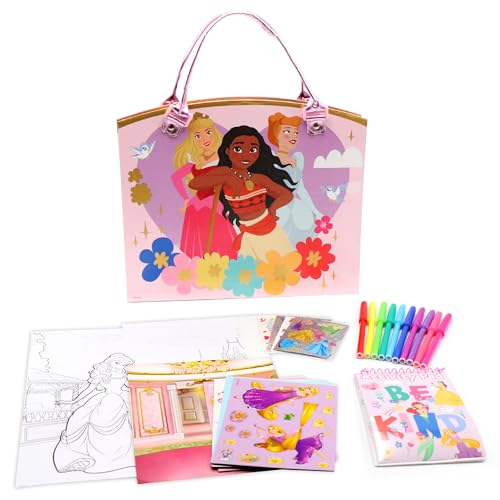 Disney Princess Activity Tote – Ultimate Princess Adventure Bag with Coloring Books, Stickers, Crayons & Games – Travel-Friendly Art Set for Girls Ages 3+ – Great Gift for Creative Play | Travel-friendly creative bag with crayons and games. Officially lic