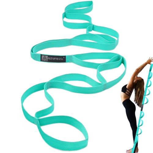 A AZURELIFE Premium Durable Stretch Straps with Loops, Stretching Strap for Physical Therapy, Multi-Loop Yoga Strap Fitness Exercise Strap for Yoga, Pilates, Dance, Flexibility&Exercise - color: #3-Green